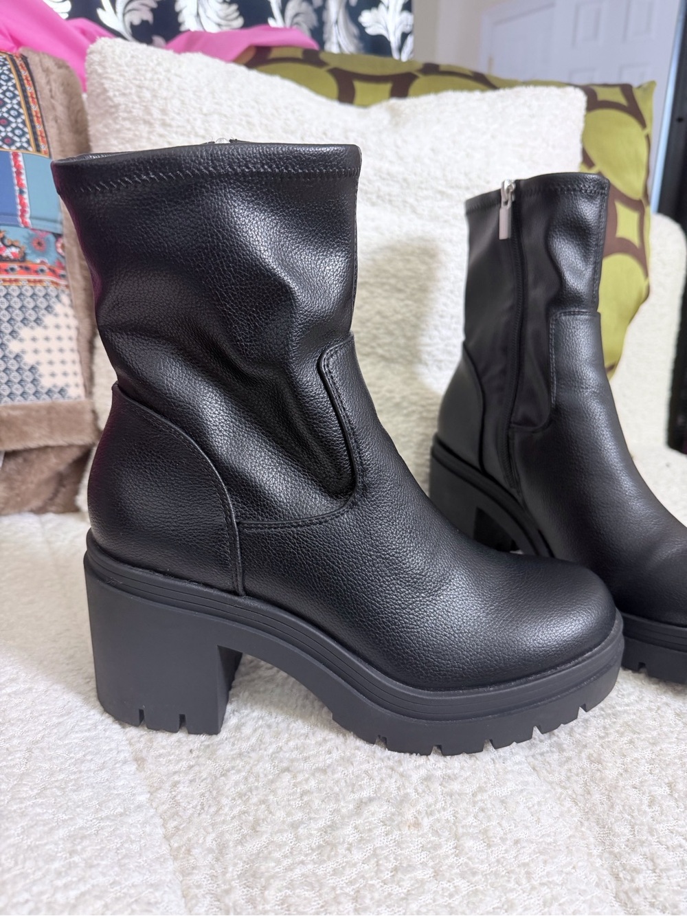Wild Pair Black Chunky Platform Ankle Boots